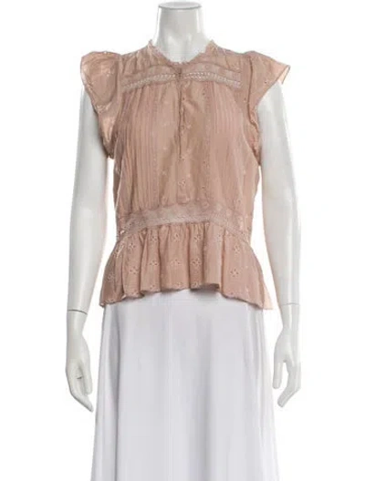 Pre-owned Ulla Johnson Short Sleeve Blouse In Neutral