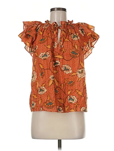 Pre-owned Ulla Johnson Short Sleeve Blouse In Orange