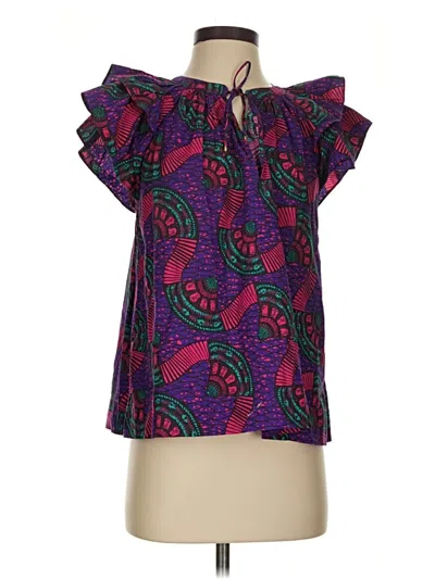 Pre-owned Ulla Johnson Short Sleeve Blouse In Purple