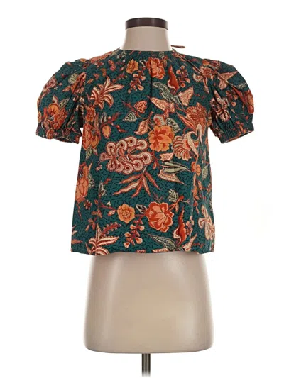 Pre-owned Ulla Johnson Short Sleeve Blouse In Teal