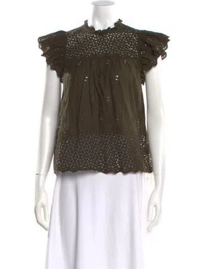 Pre-owned Ulla Johnson Short Sleeve Blouse W/ Tags In Green