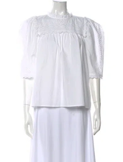 Pre-owned Ulla Johnson Short Sleeve Blouse In White
