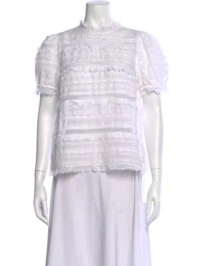 Pre-owned Ulla Johnson Short Sleeve Blouse In White