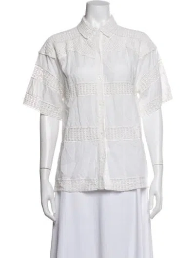 Pre-owned Ulla Johnson Short Sleeve Blouse In White