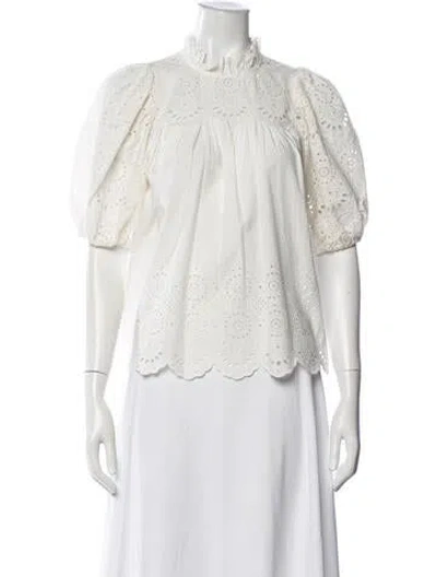 Pre-owned Ulla Johnson Short Sleeve Blouse In White