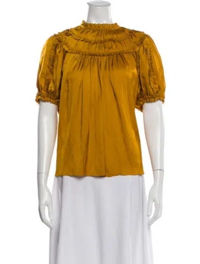 Pre-owned Ulla Johnson Short Sleeve Blouse In Yellow