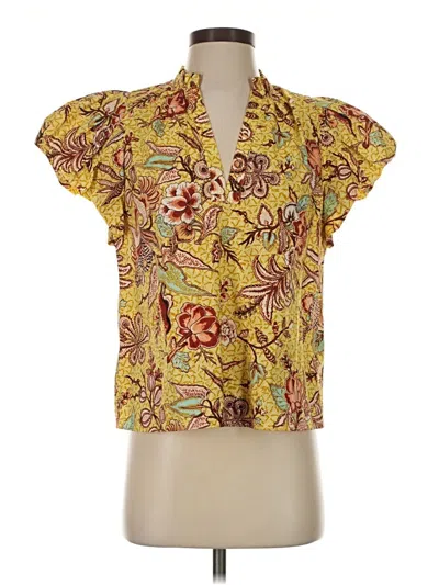 Pre-owned Ulla Johnson Short Sleeve Blouse In Yellow