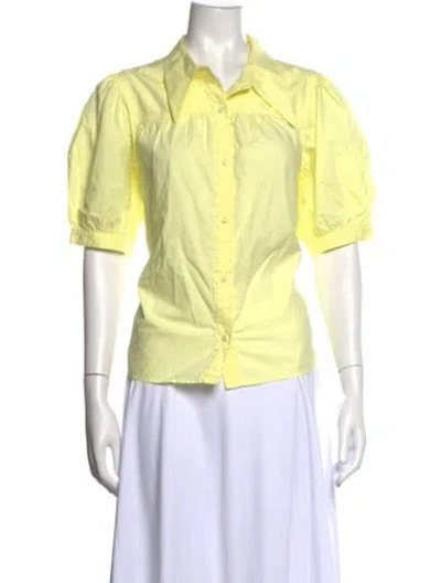 Pre-owned Ulla Johnson Short Sleeve Blouse In Yellow