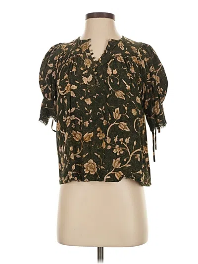 Pre-owned Ulla Johnson Short Sleeve Silk Top Brown Halter Neckline Tops