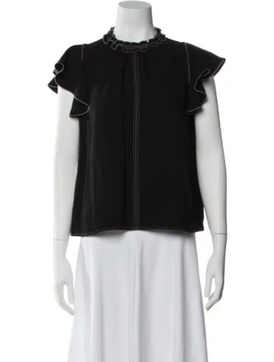 Pre-owned Ulla Johnson Short Sleeve Top In Black