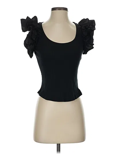 Pre-owned Ulla Johnson Short Sleeve Top Black Sweetheart Neckline Tops