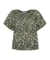 Ulla Johnson Sena Printed Short-sleeve Top In Black