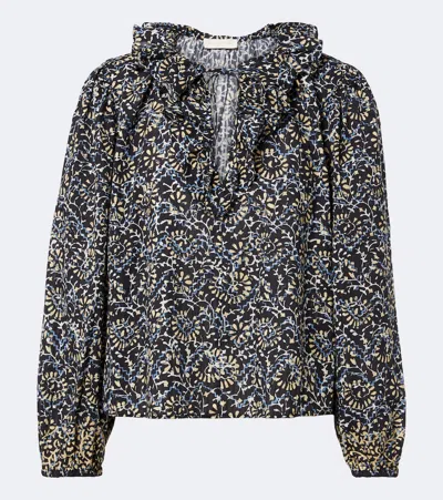 Ulla Johnson Siena Printed Ruffled Cotton-blend Top In Multi