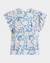 Ulla Johnson Sienna Flutter-sleeve Blouse