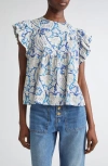 Ulla Johnson Sienna Flutter-sleeve Blouse In White