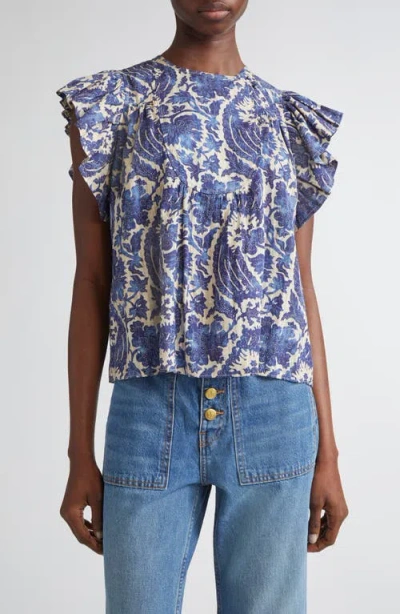 Ulla Johnson Sienna Flutter Sleeve Top In Brown