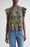 Ulla Johnson Sienna Flutter Sleeve Top Luna In Blue