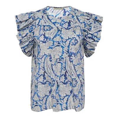 Ulla Johnson Sienna Flutter Sleeve Top In Blue