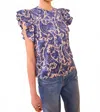 Ulla Johnson Sienna Flutter Sleeve Top In Ocean In Blue