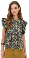 Ulla Johnson Sienna Flutter Sleeve Top Luna In Blue