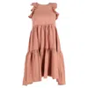 Ulla Johnson Sienna Ruffle Tiered Mini Dress In Peach Tencel In Brown