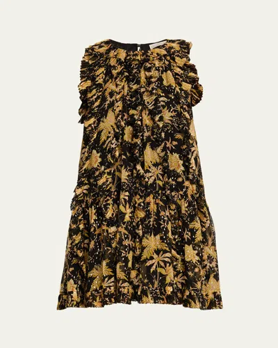 ULLA JOHNSON SIGNE CASCADING RUFFLE MINI DRESS
