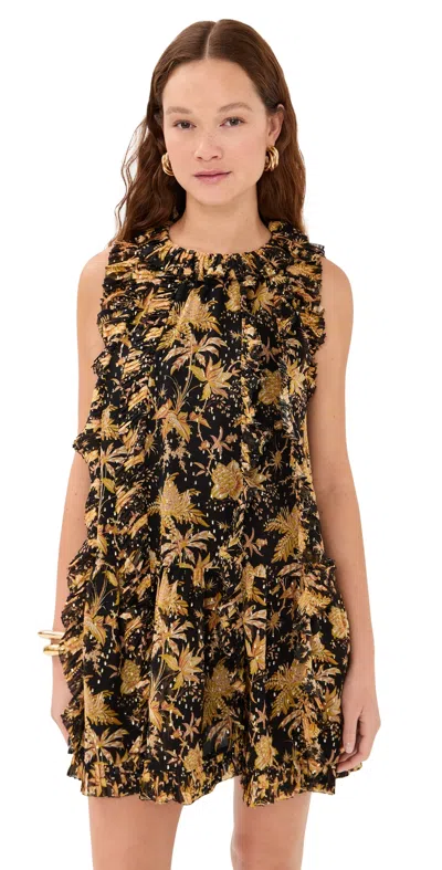Ulla Johnson Signe Ruffled Silk Mini Dress Forsythia In Multi
