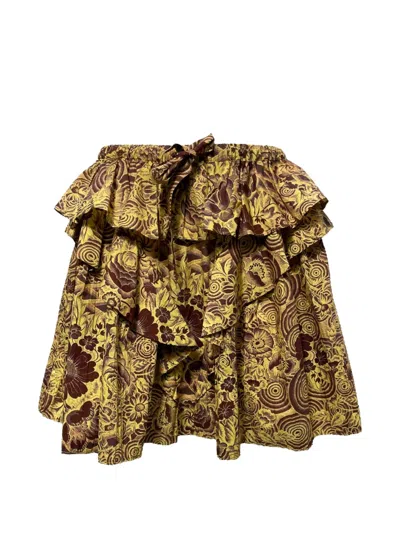 Pre-owned Ulla Johnson Sigrid Ruffled Skirt In Yellow