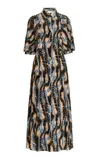 Ulla Johnson Silhuette Silk Midi Shirt Dress In Print