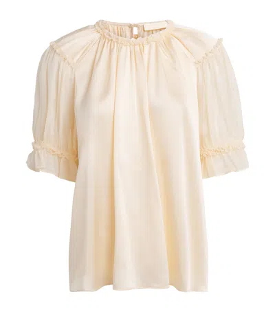 Ulla Johnson Silk Alina Blouse In Brown