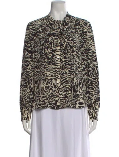 Pre-owned Ulla Johnson Silk Animal Print Blouse In Multi