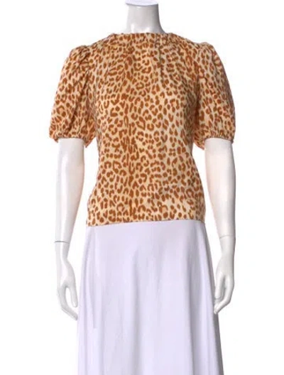 Pre-owned Ulla Johnson Silk Animal Print Blouse In Neutrals