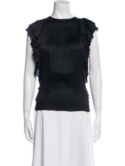 Pre-owned Ulla Johnson Silk Bateau Neckline Blouse In Black