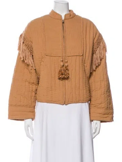 Pre-owned Ulla Johnson Silk Bomber Jacket In Brown