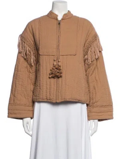Pre-owned Ulla Johnson Silk Bomber Jacket In Neutrals