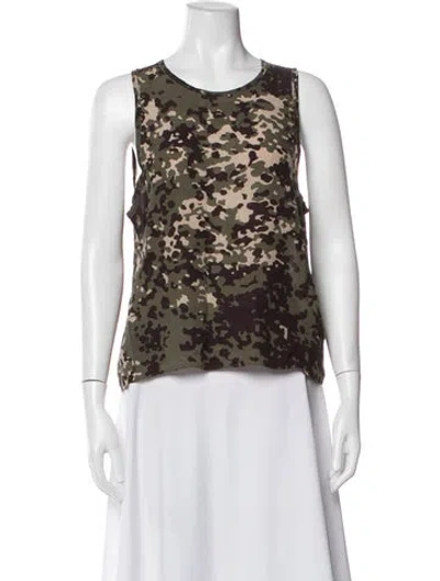 Pre-owned Ulla Johnson Silk Camouflage Print Top In Green