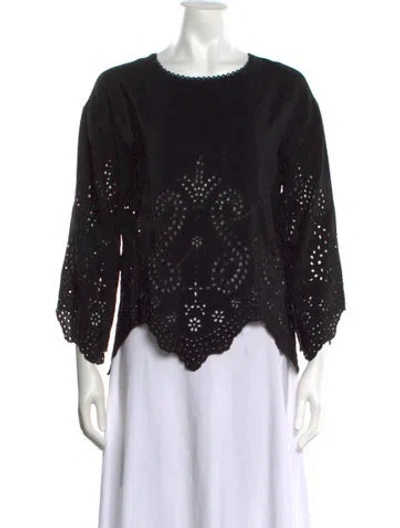 Pre-owned Ulla Johnson Silk Crew Neck Blouse In Black