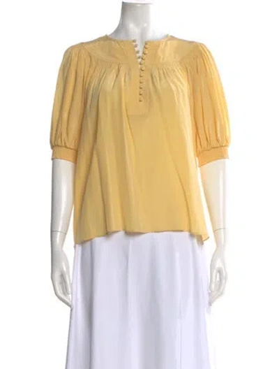 Pre-owned Ulla Johnson Silk Crew Neck Blouse In Neutral