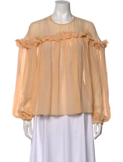 Pre-owned Ulla Johnson Silk Crew Neck Blouse In Neutral
