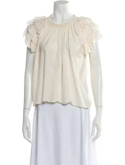 Pre-owned Ulla Johnson Silk Crew Neck Blouse In Neutral