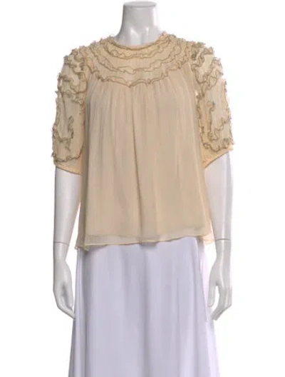 Pre-owned Ulla Johnson Silk Crew Neck Blouse In Neutral