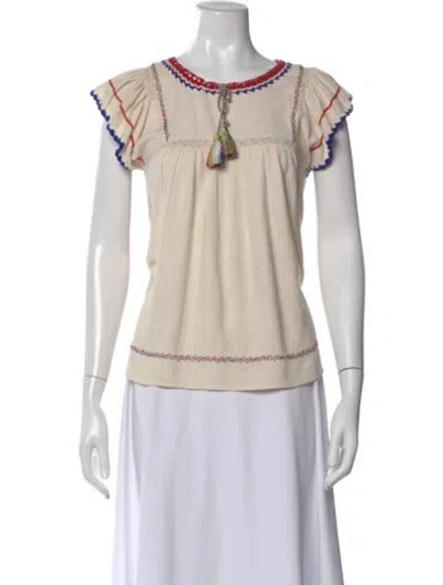 Pre-owned Ulla Johnson Silk Crew Neck Blouse In Neutral