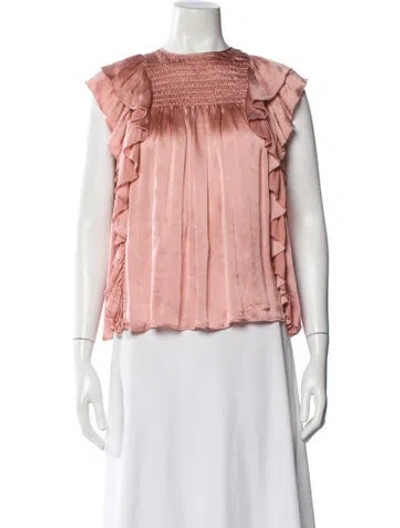 Pre-owned Ulla Johnson Silk Crew Neck Blouse In Pink