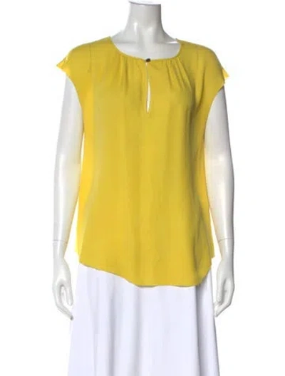 Pre-owned Ulla Johnson Silk Crew Neck Blouse In Yellow