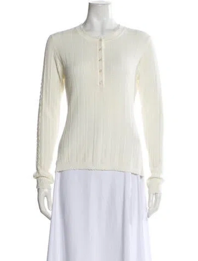 Pre-owned Ulla Johnson Silk Crew Neck Sweater In White