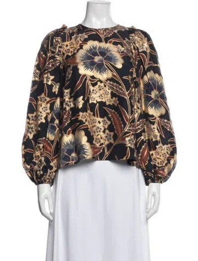 Pre-owned Ulla Johnson Silk Crew Neck Sweatshirt In Blue