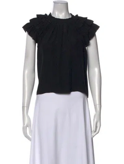 Pre-owned Ulla Johnson Silk Crew Neck Top In Black