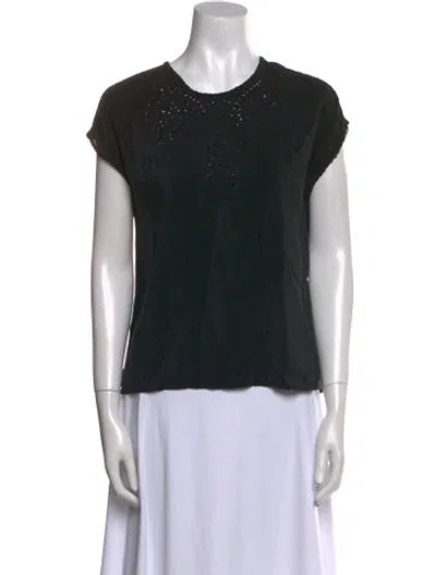 Pre-owned Ulla Johnson Silk Crew Neck T-shirt In Black