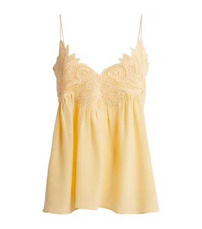 Ulla Johnson Silk Embroidered Rosie Top In Yellow