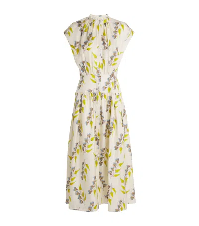 Ulla Johnson Silk Floral Lausanne Midi Dress In Neutral